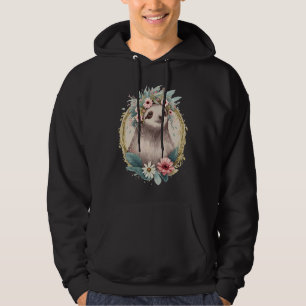 Floral Sloth Flower Crown Cute Watercolor Hoodie