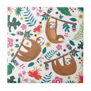 floral sloth tile