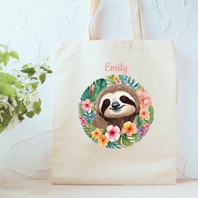  Floral Sloth Tote Bag (Creator Uploaded)