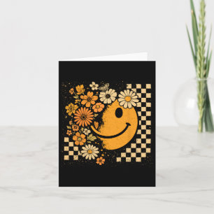Floral Smile Face Halloween Spooky Vibes Women Tee Card