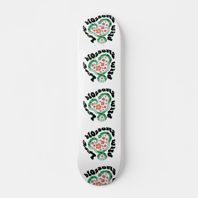 Floral Snake: love blossoms wild Skateboard (Front)