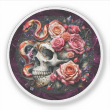 Floral Snake With Skull Sticker.
