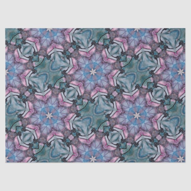 Floral Snowflake Pink Blue Green  Tissue Paper (Front)