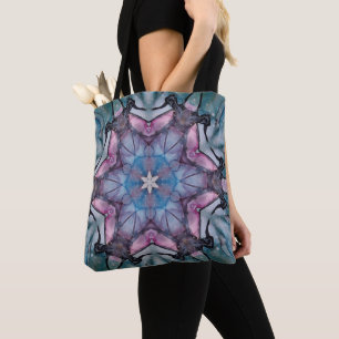 Floral Snowflake Pink Blue Green Tote Bag