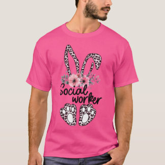 Floral Social Worker Easter Bunny Social Worker Ea T-Shirt