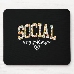 Floral Social Worker, School Counsellor, Social Wo Mouse Pad