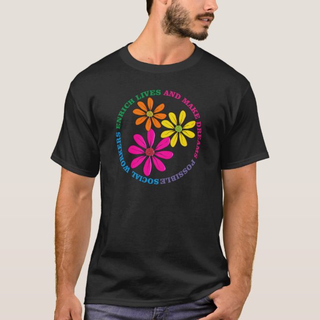 Floral Social Worker T-Shirts (Front)