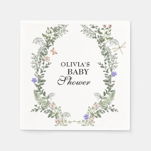 Floral Soft Green Lush Gender Neutral Baby Shower  Napkin