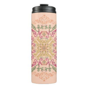Floral Soft peach kaleidoscopic Script Best Mom  Thermal Tumbler