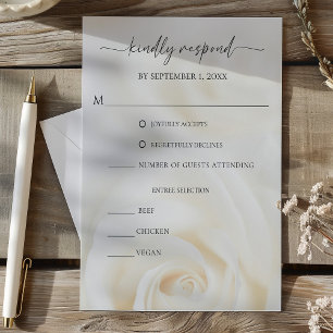 Floral Soft White Rose Wedding RSVP Card
