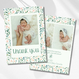 Floral Soft Wildflower Meadow Baby Photo Thank You Announcement