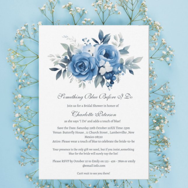 Floral Something Blue Before I Do Bridal Shower Invitation (Creator Uploaded)
