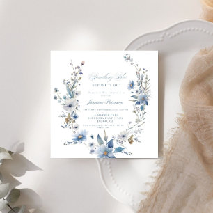 Floral Something blue before i do Bridal Shower Invitation