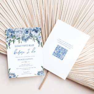 Floral Something Blue I Do Qr Code Bridal Shower Invitation