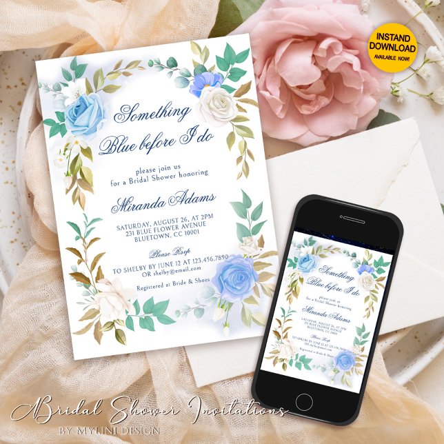 Floral Something Blue Wildflower Bridal Shower Invitation (Creator Uploaded)