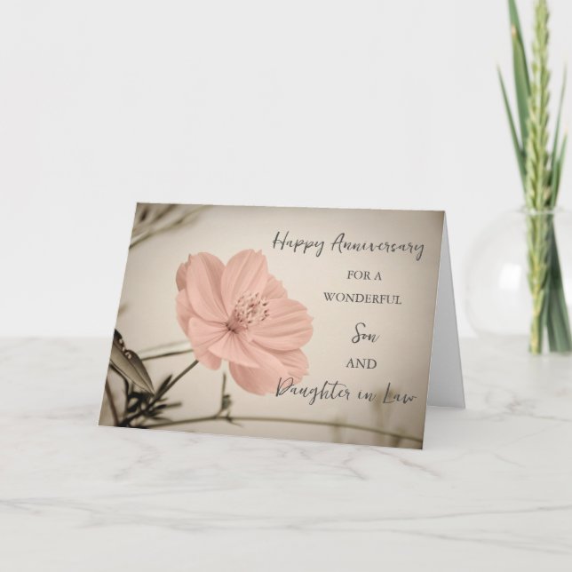 Floral Son & Daughter in Law Wedding Anniversary Card (Front)