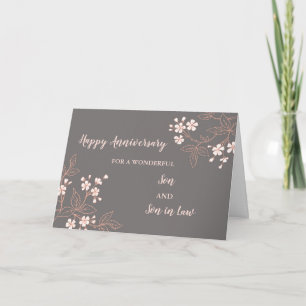 Floral Son & Son in Law Wedding Anniversary Card