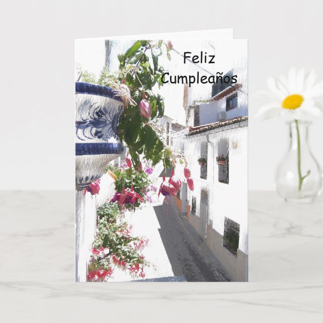 Floral Spanish Birthday Card (Small Plant)