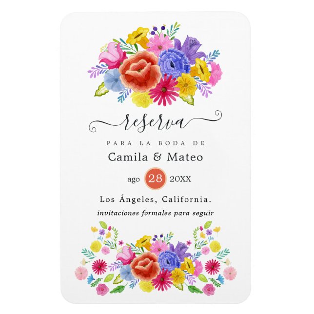 Floral Spanish Fiesta Wedding Save the Date Magnet (Vertical)