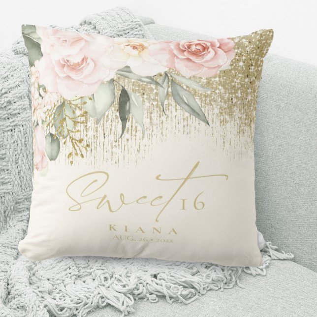 Floral Sparkles Sweet Sixteen Gold ID912 Cushion (Creator Uploaded)
