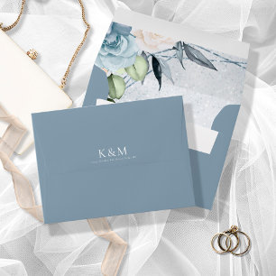 Floral Sparkles Wedding Dusty Blue ID889  Envelope