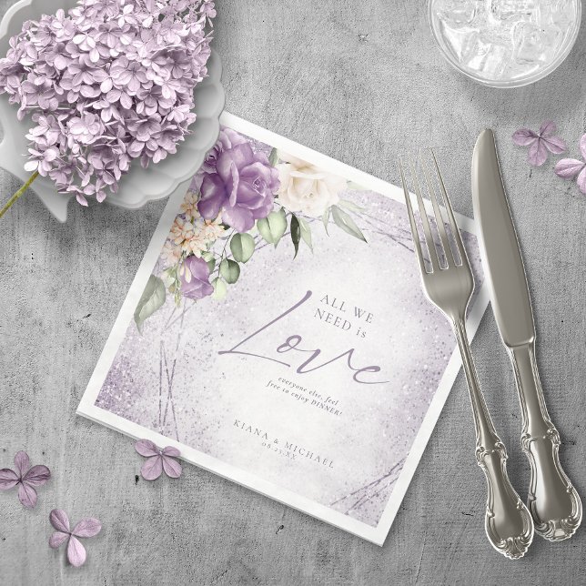 Floral Sparkles Wedding Mauve ID889 Napkin (Creator Uploaded)