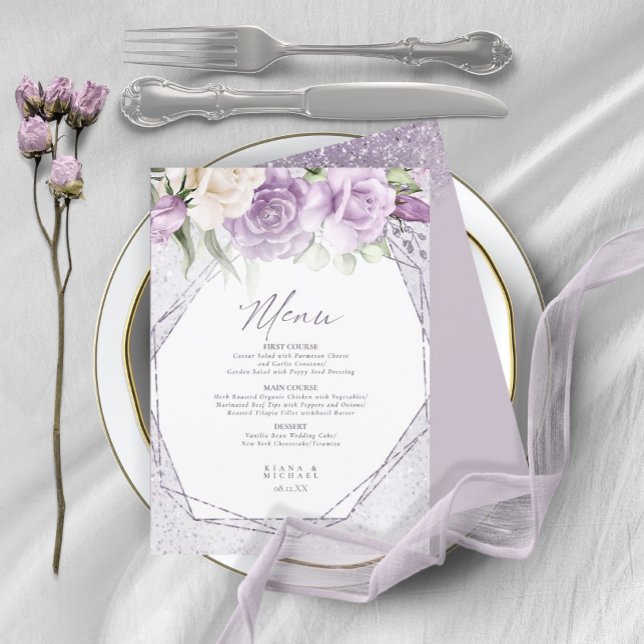 Floral Sparkles Wedding Menu3 Mauve ID889 (Creator Uploaded)