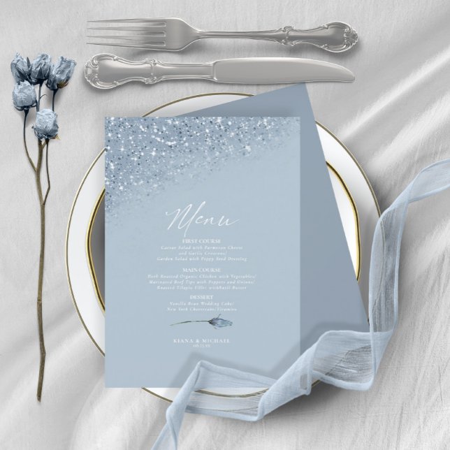 Floral Sparkles Wedding Menu4 Blue ID889 (Creator Uploaded)