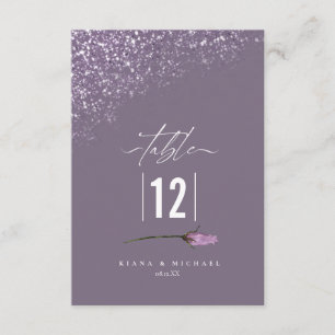Floral Sparkles Wedding Table Number Mauve2 ID889 
