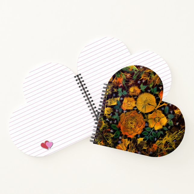 Floral Sparks Heart Shaped Notebook (Inside)