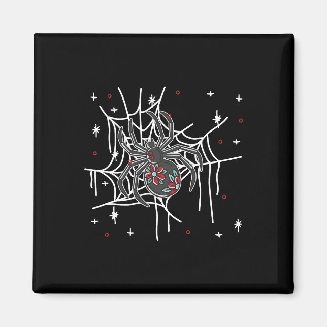 Floral Spider Web Lazy Halloween Costume Cute  Magnet (Front)