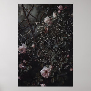 Floral Spider Web Print, Flowers In Cobweb Print