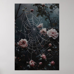 Floral Spider Web Print, Flowers In Cobweb Print