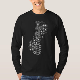 Floral Spinal Cord Human Spine Flower Skull Anatom T-Shirt
