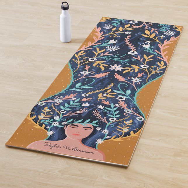 Floral Spiritual Woman Botanical Floral Forest Yoga Mat (In Situ)