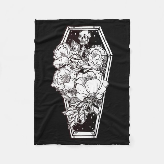 Floral Spooky Halloween Fleece Blanket (Front)