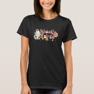 Floral Spooky Nurse Ghost Student Halloween T-Shirt