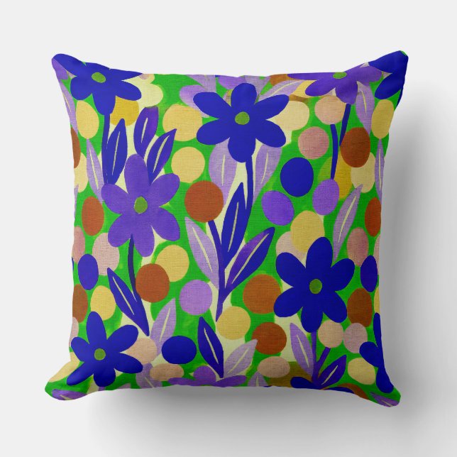 Floral Spots in kelly green pattern Cushion (Front)