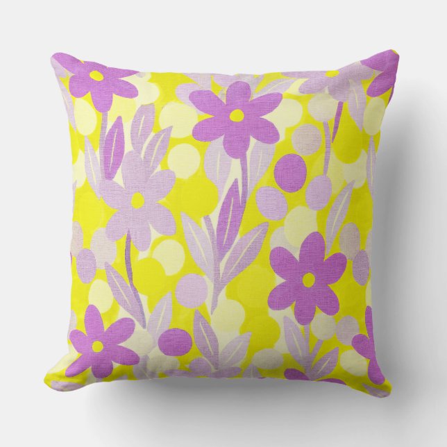 Floral Spots in yellow pattern Cushion (Front)