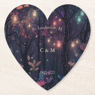 Floral Spray Fantasy Art Personalized Paper Coaster