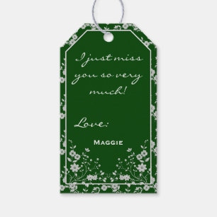 Floral Spray-GREEN-WHITE-GIFT TAGS