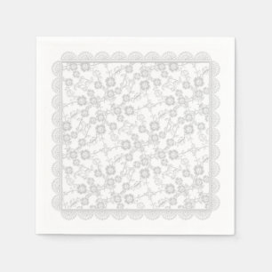 Floral Spray,Lace-Bridal White-PAPER PARTY NAPKINS