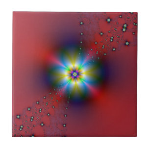 Floral Spray on Red tile
