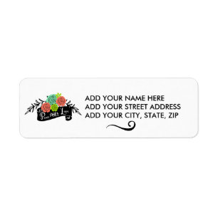 Floral Spray Peace and Love Holiday Address Labels