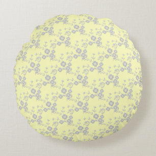 Floral Spray-S1-Yellow Lt-White-16in ROUND PILLOW