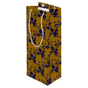 Floral Spray Style 1, BLUE-GOLD-1-WINE GIFT BAG