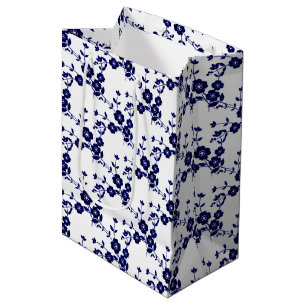 Floral Spray Style 1, Blue-White-GIFT BAG M