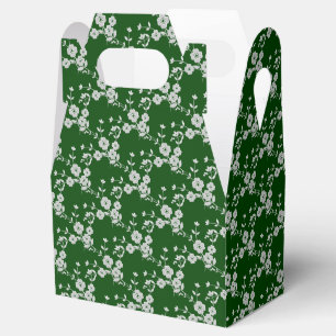 Floral Spray Style 1-GREEN-WHITE-GABLE FAVOR BOX