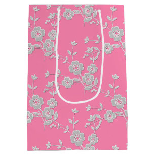 Floral Spray Style 1, Pink-White-GIFT BAG m