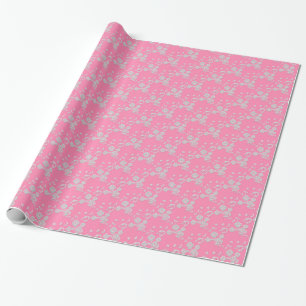 Floral Spray, Style 1-Pink-White-GIFT WRAP PAPER